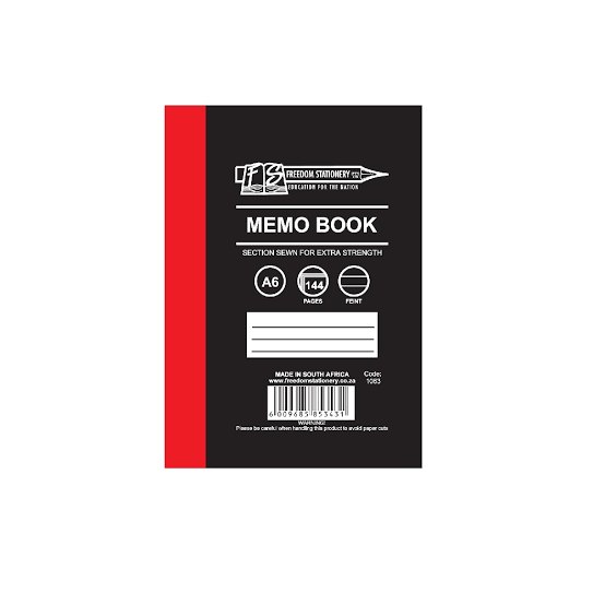 144 Pages A6 memo book indexed A - Z
