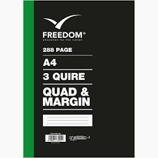 3 Quire / 288 pages A4 Counter Books Quad and Margin