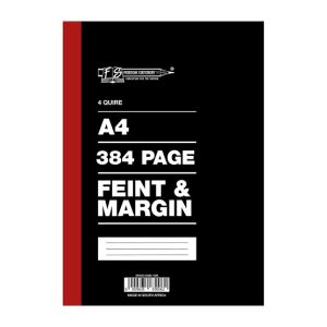 4 Quire / 384 pages A4 Counter Books Feint and Margin