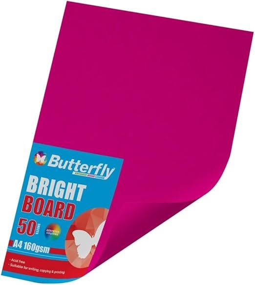 Board - A4 160gsm Bright - Pack of 50 (Pink)