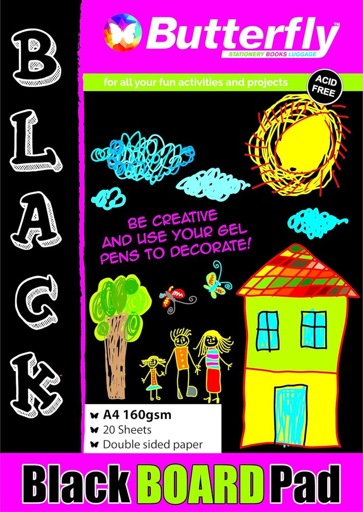 Board Pads - A4 160gsm 20 Sheets - Black (Double sided)