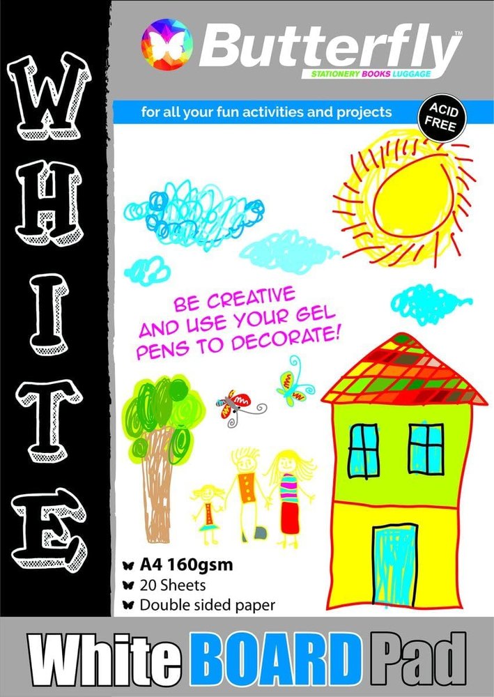 Board Pads - A4 160gsm 20 Sheets - White (Double sided)