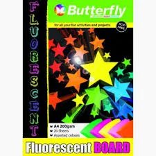 Board Pads - A4 200gsm 20 Sheets - Fluorescent (Assorted)