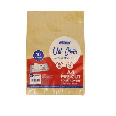 Pre-cut book covers A4 Brown kraft 10's